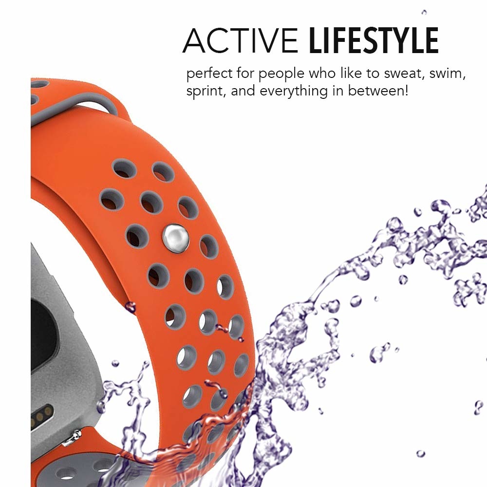 Cinturino doppio sport per Fitbit Versa - grigio arancio