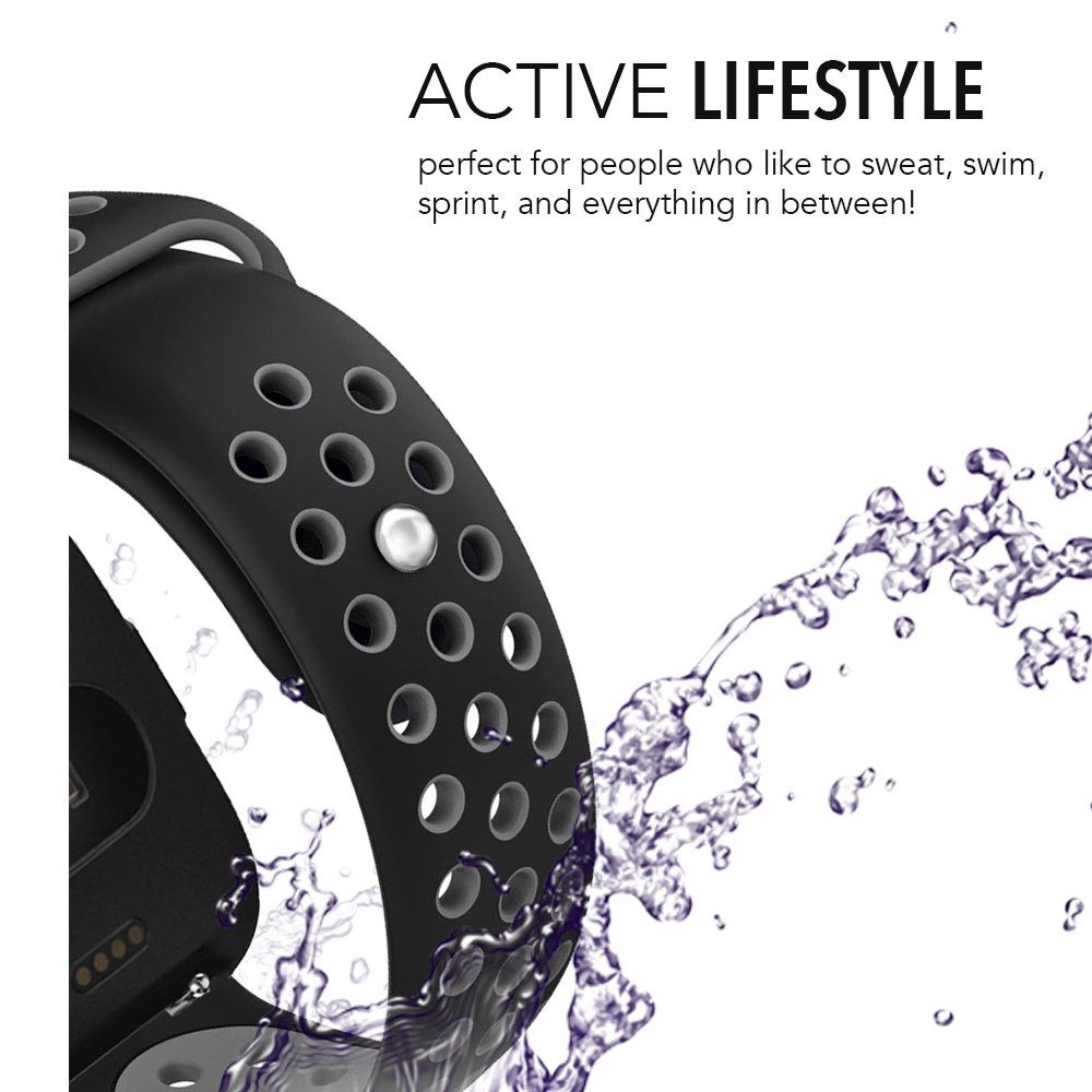 Cinturino doppio sport per Fitbit Versa - nero grigio