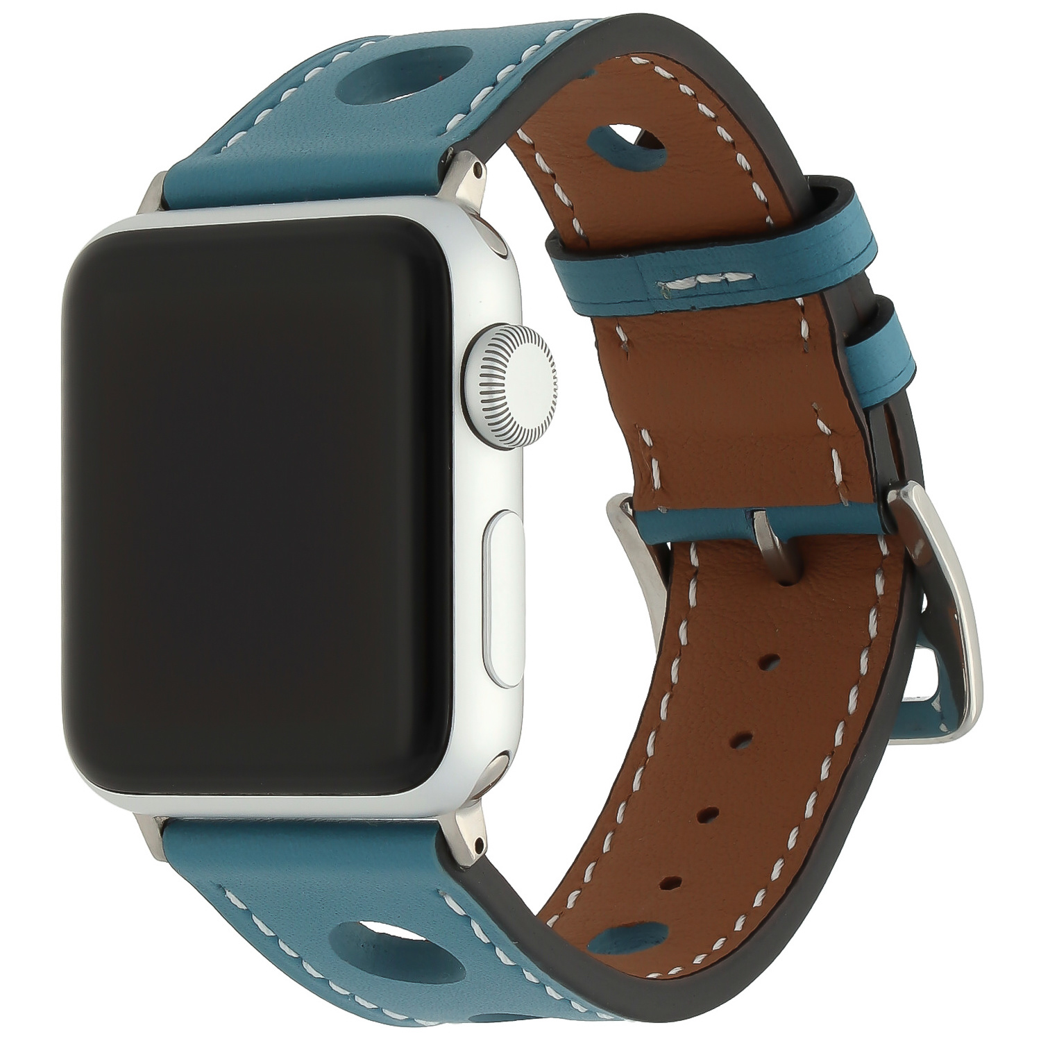 Cinturino hermes in pelle per Apple Watch - azzurro