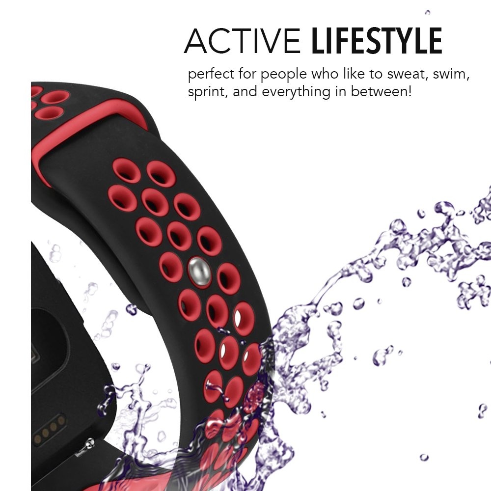 Cinturino doppio sport per Fitbit Versa - nero rosso