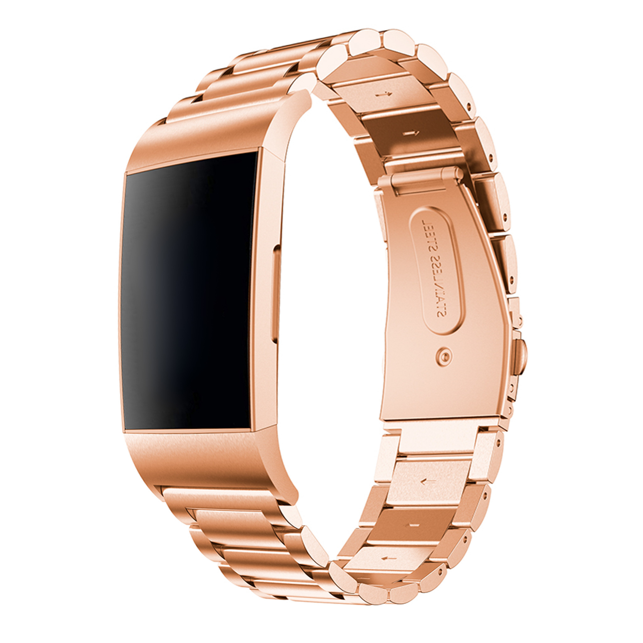 Cinturino a maglie in acciaio con perline per Fitbit Charge 3 & 4 - oro rosa