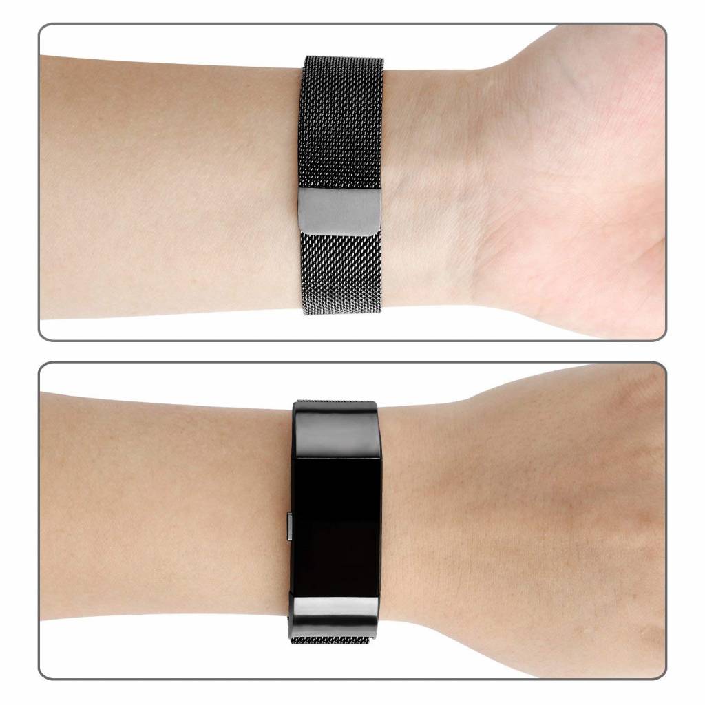 Cinturino loop in maglia milanese per Fitbit Charge 2 - nero