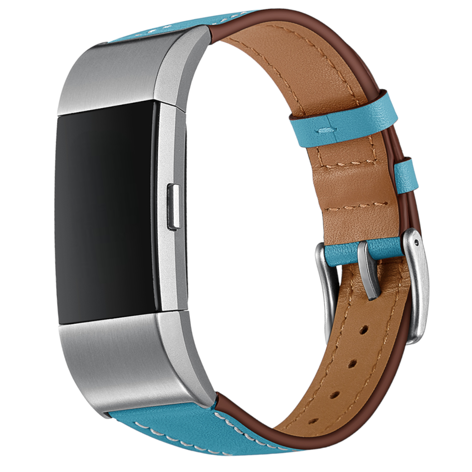 Cinturino in pelle premium per Fitbit Charge 2 - azzurro