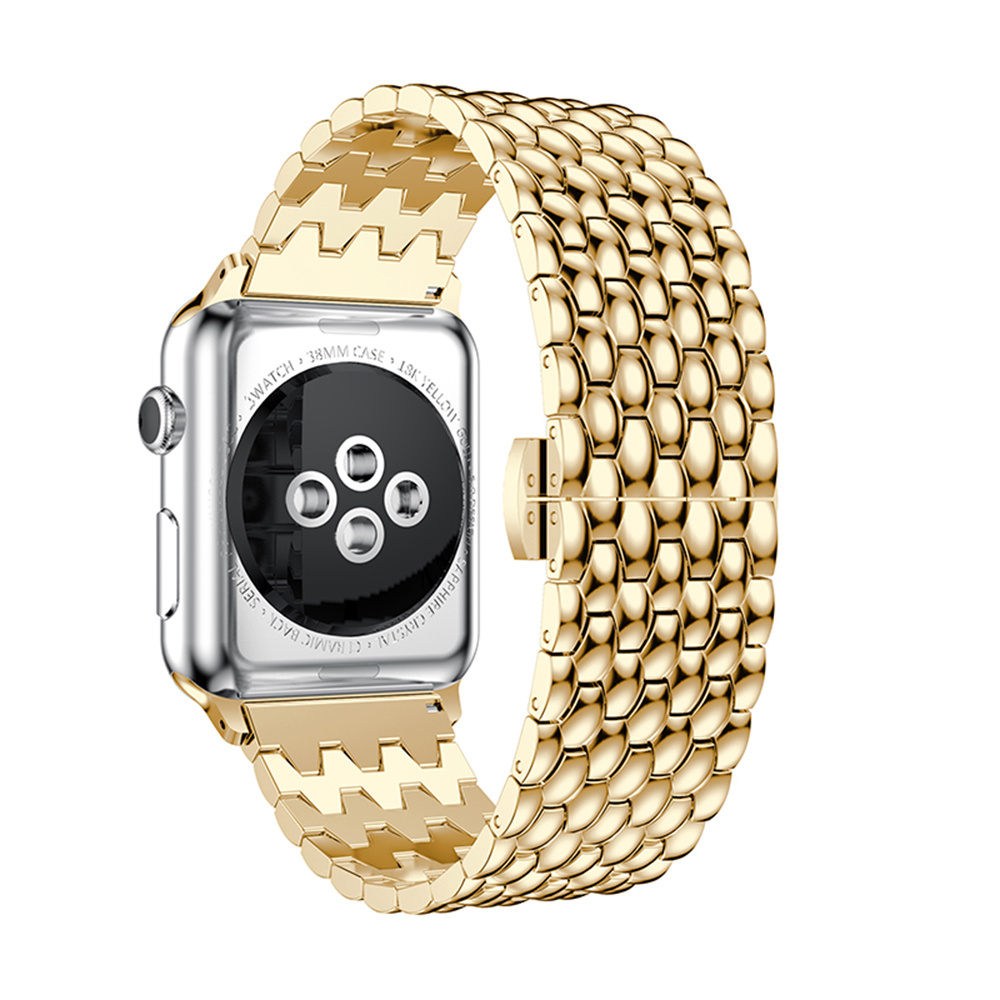 Cinturino a maglie in acciaio con drago Apple Watch - oro