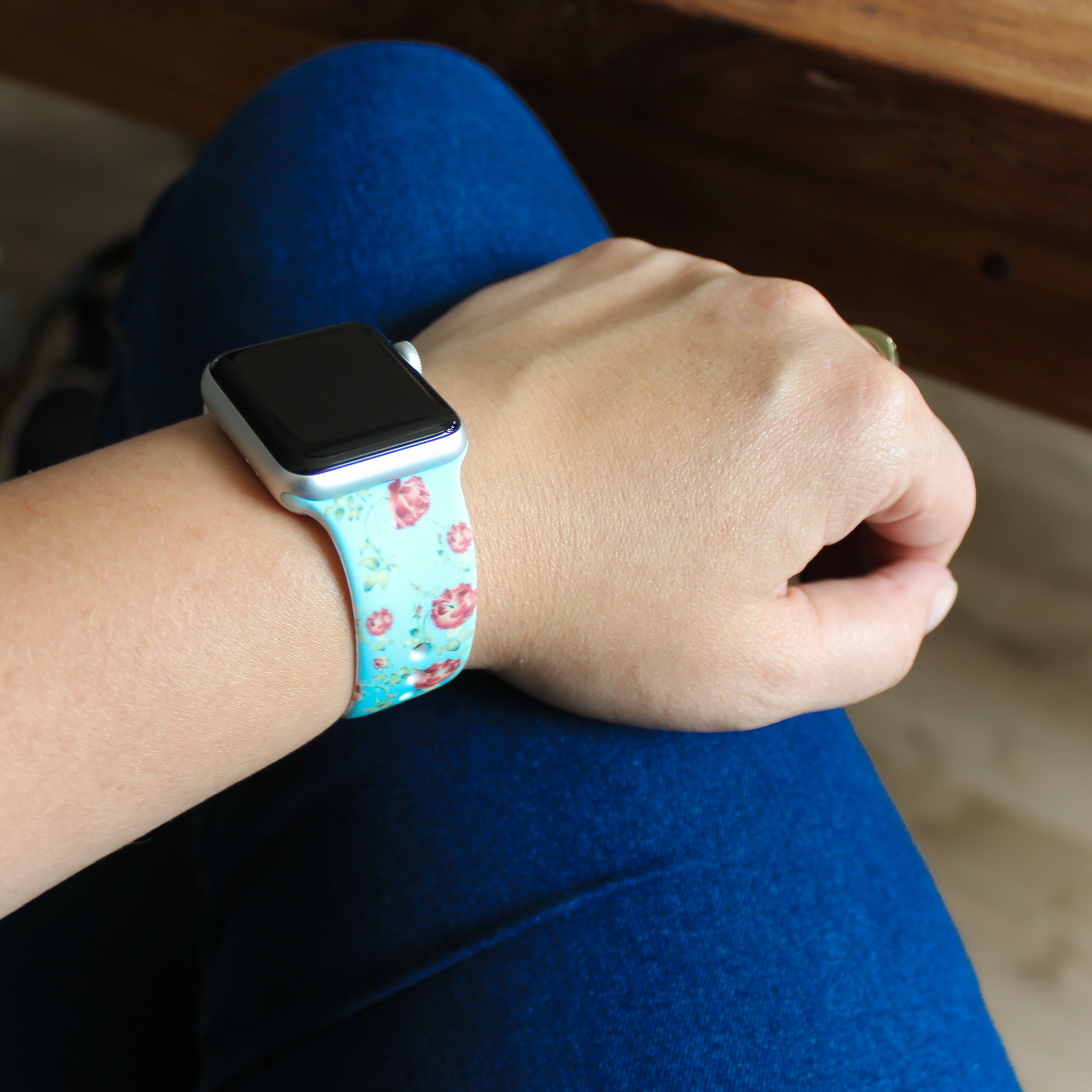Cinturino sport con stampa per Apple Watch - blu rosa