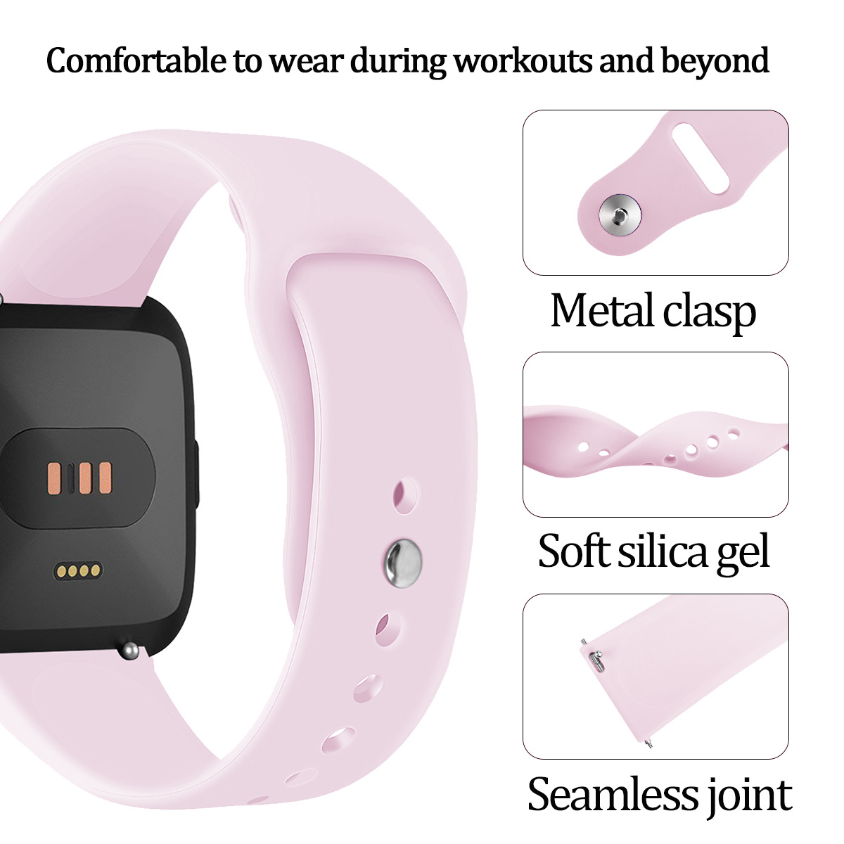 Cinturino sport in silicone per Fitbit Versa - rosa