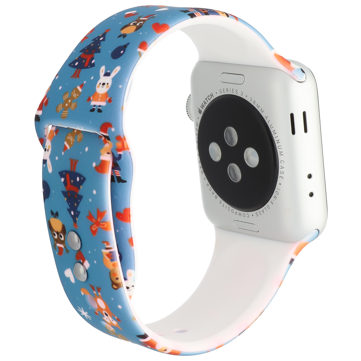 Cinturino sport con stampa per Apple Watch - Blu Natale