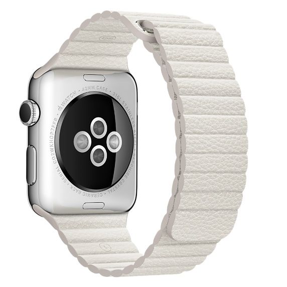 Cinturino a costine in pelle per Apple Watch - bianco