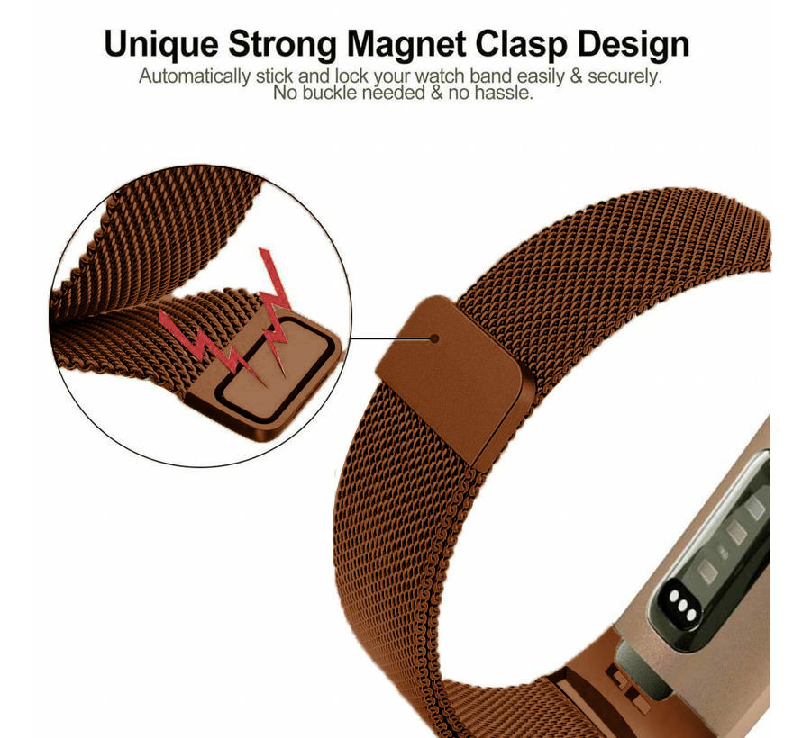 Cinturino loop in maglia milanese per Fitbit Charge 3 & 4 - marrone