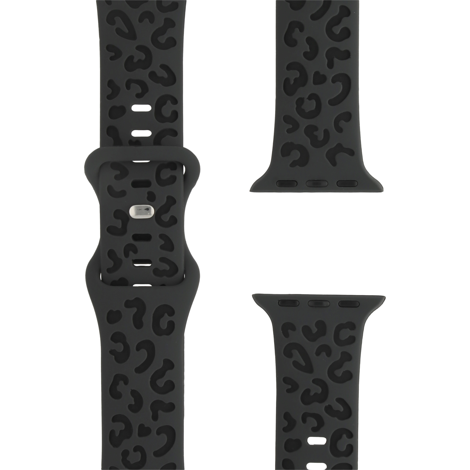 Cinturino leopardato wild in silicone per Apple Watch - Nero grigio intenso