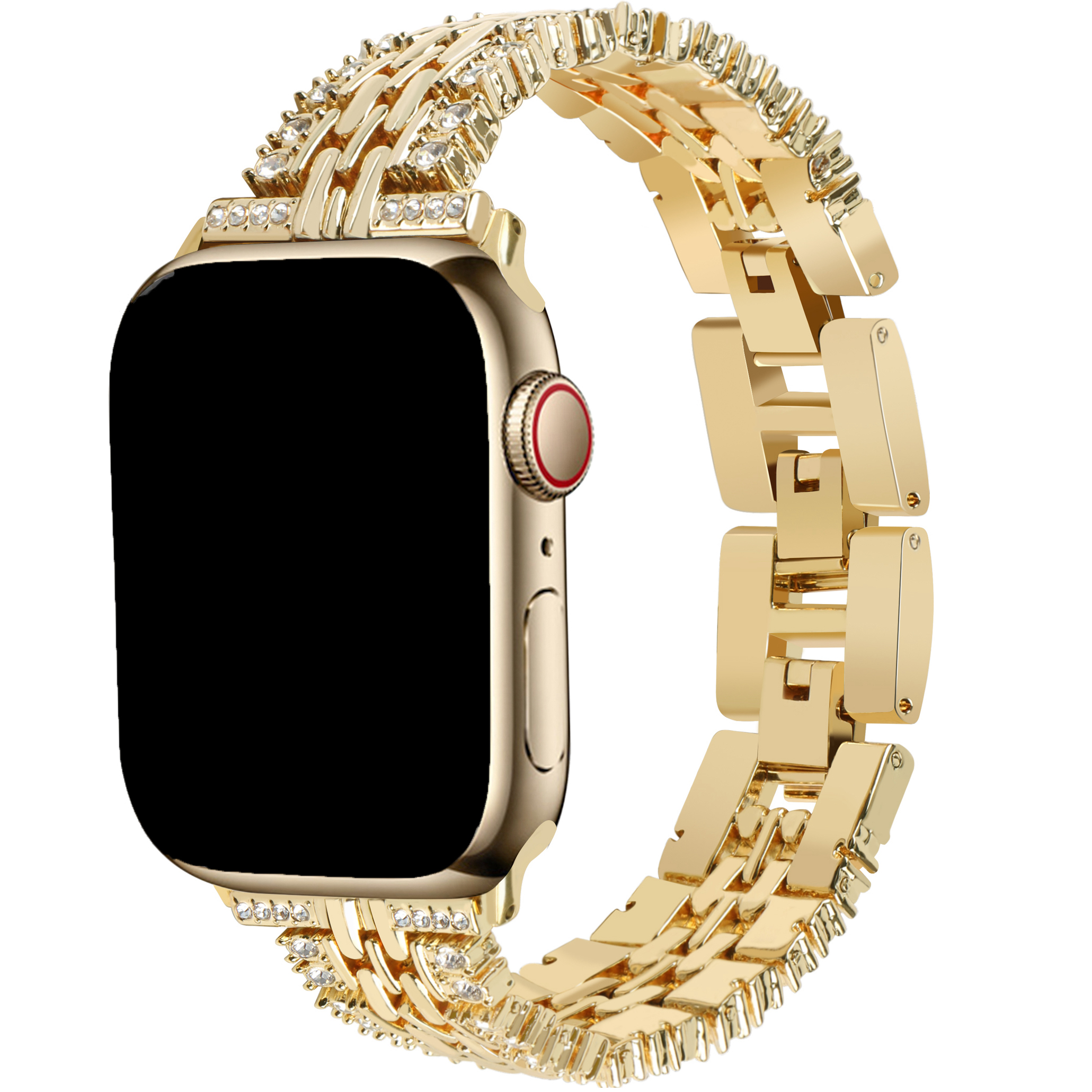 Cinturino a maglie in acciaio diamantate Eline per Apple Watch - oro