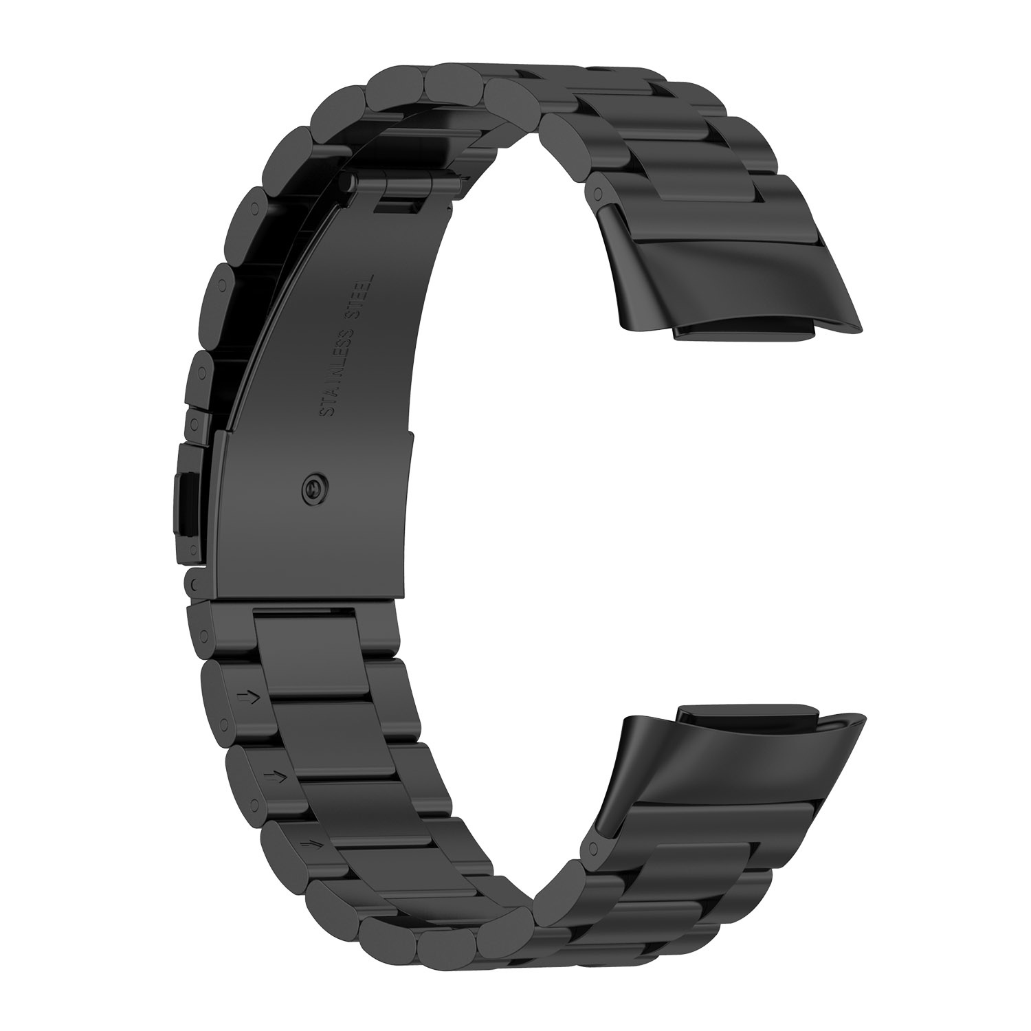 Cinturino a maglie in acciaio con perline per Fitbit Charge 5 - nero