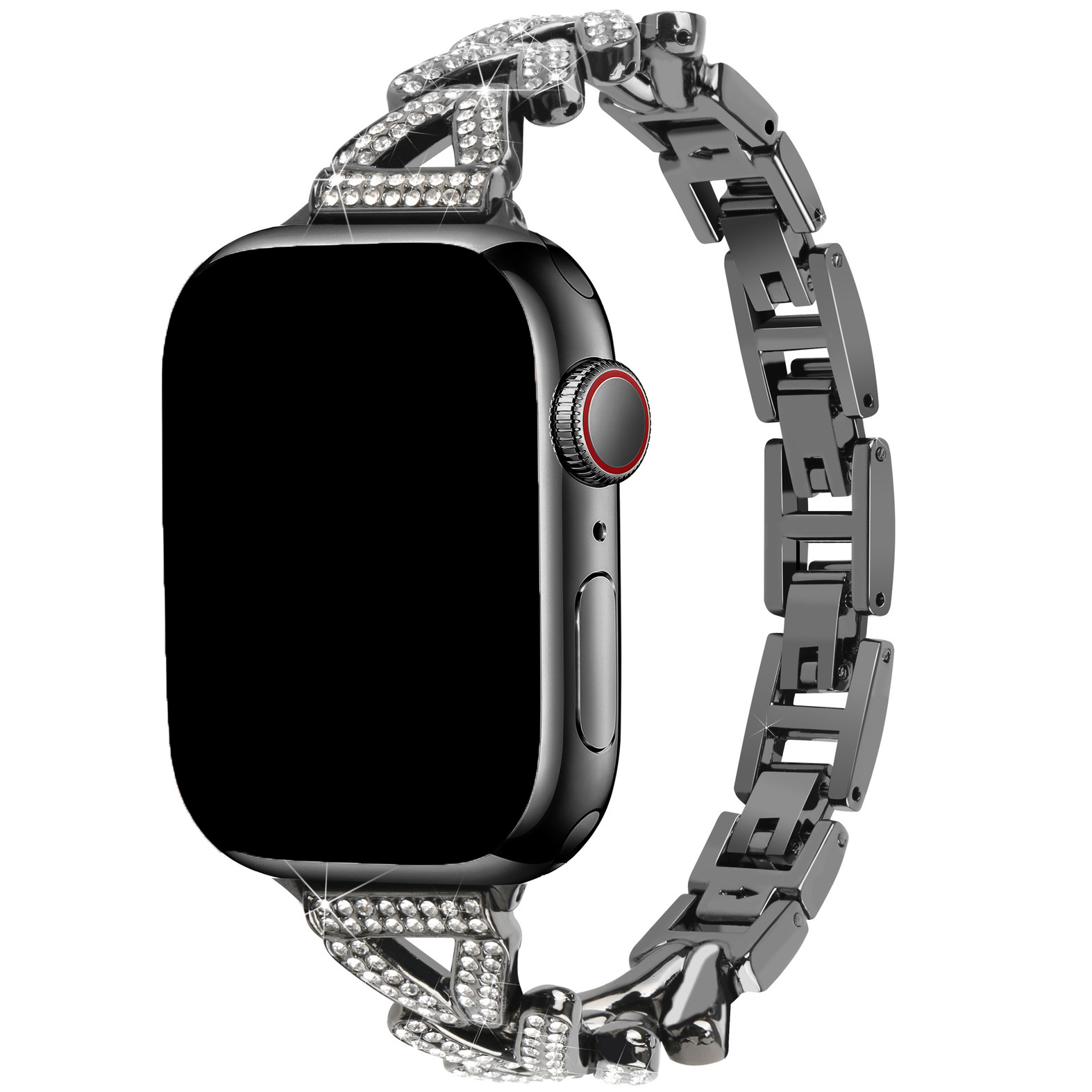 Cinturino a maglie in acciaio a forma di cuore per Apple Watch - Faye nero