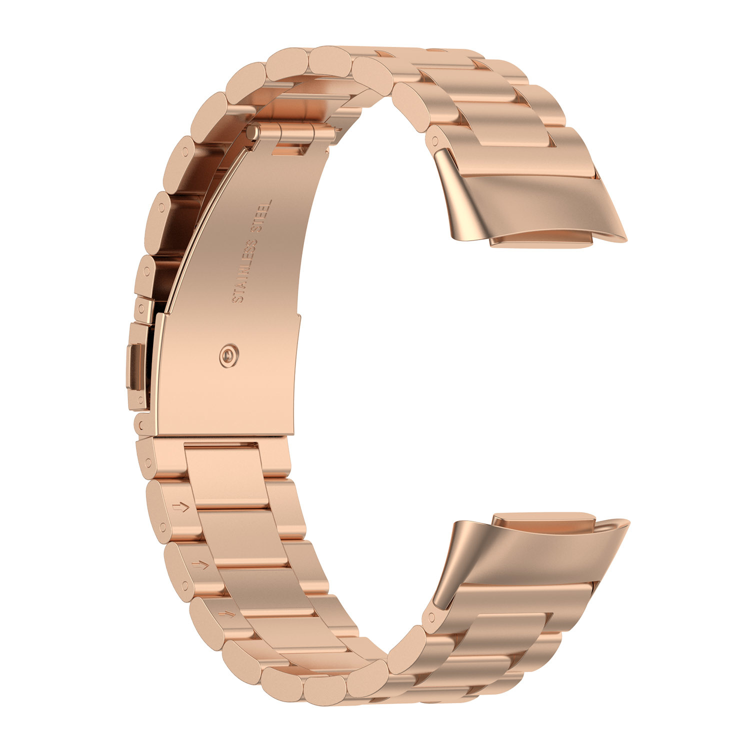 Cinturino a maglie in acciaio con perline per Fitbit Charge 5 - oro rosa