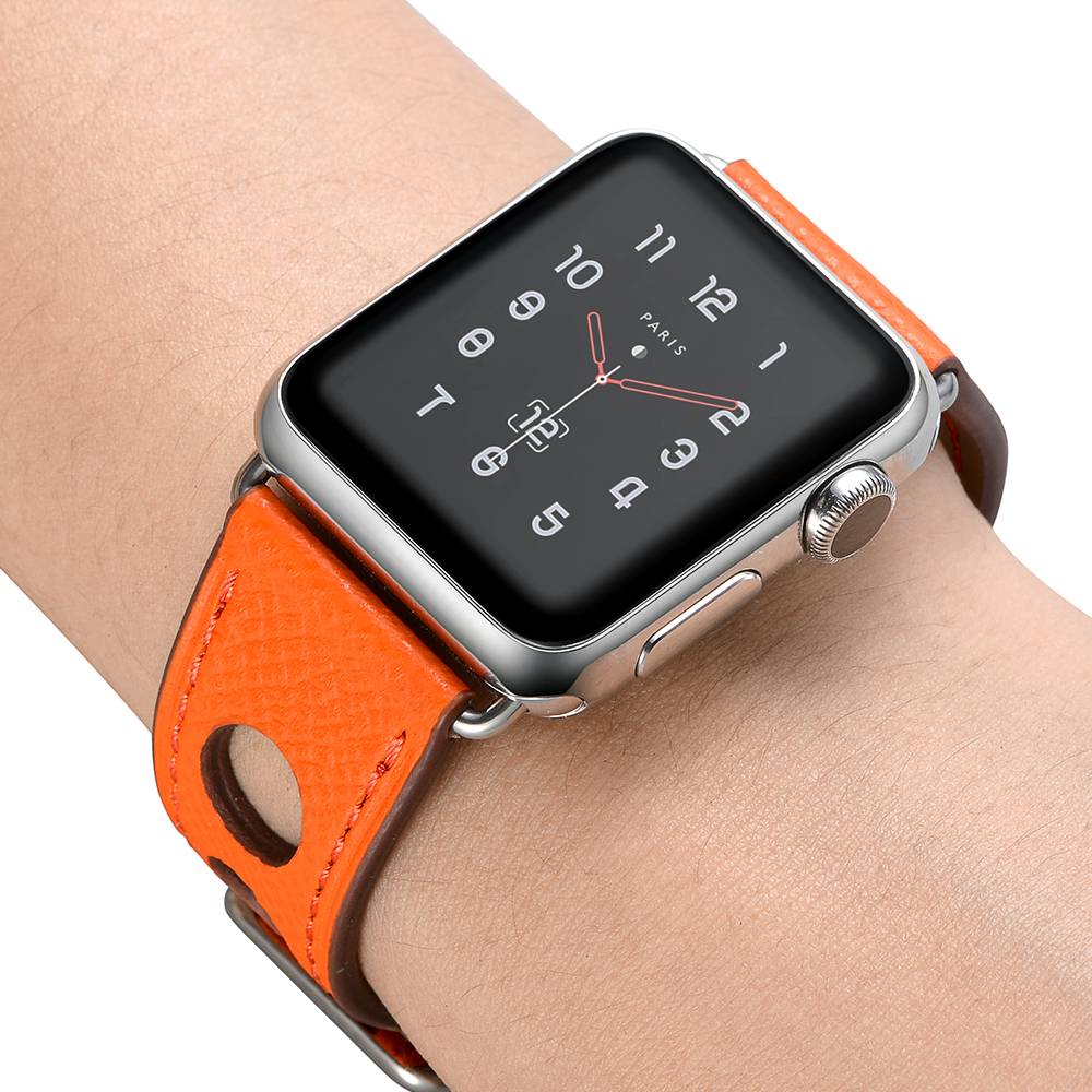 Cinturino hermes in pelle per Apple Watch - arancione