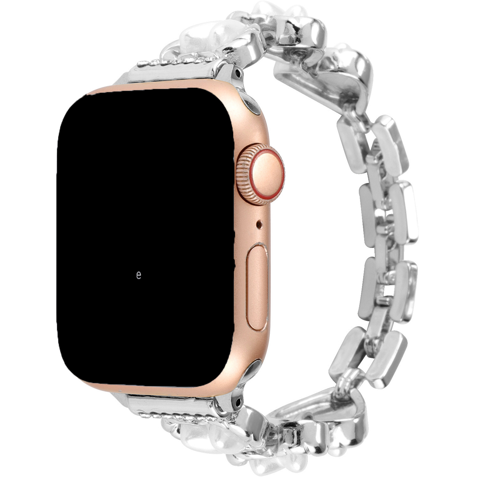 Cinturino a maglie in acciaio a forma di cuore per Apple Watch - Demi argento