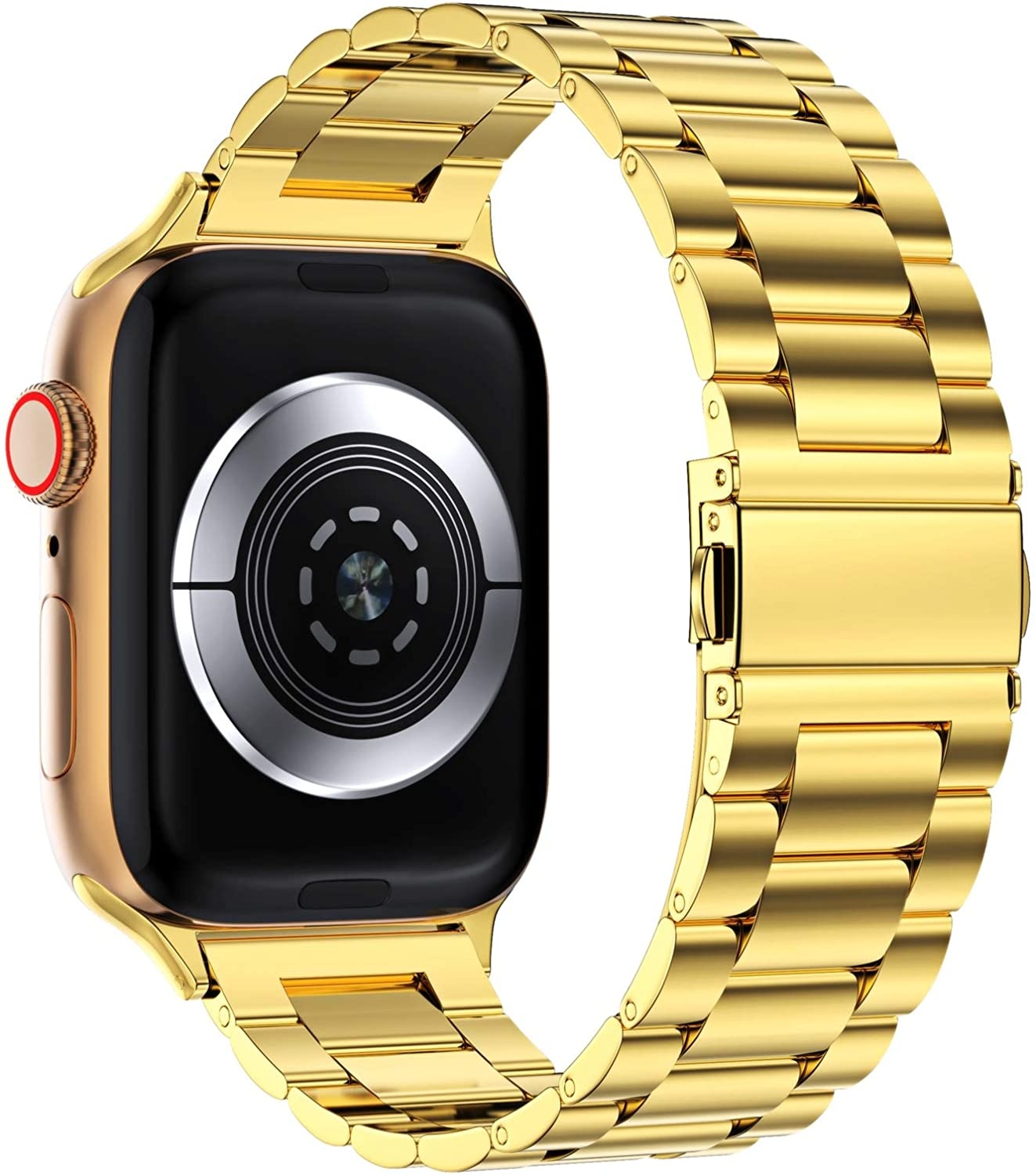 Cinturino a maglie in acciaio con perline per Apple Watch - oro