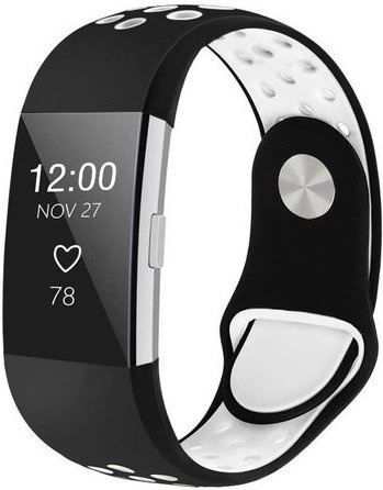 Cinturino doppio sport per Fitbit Charge 2 - nero bianco