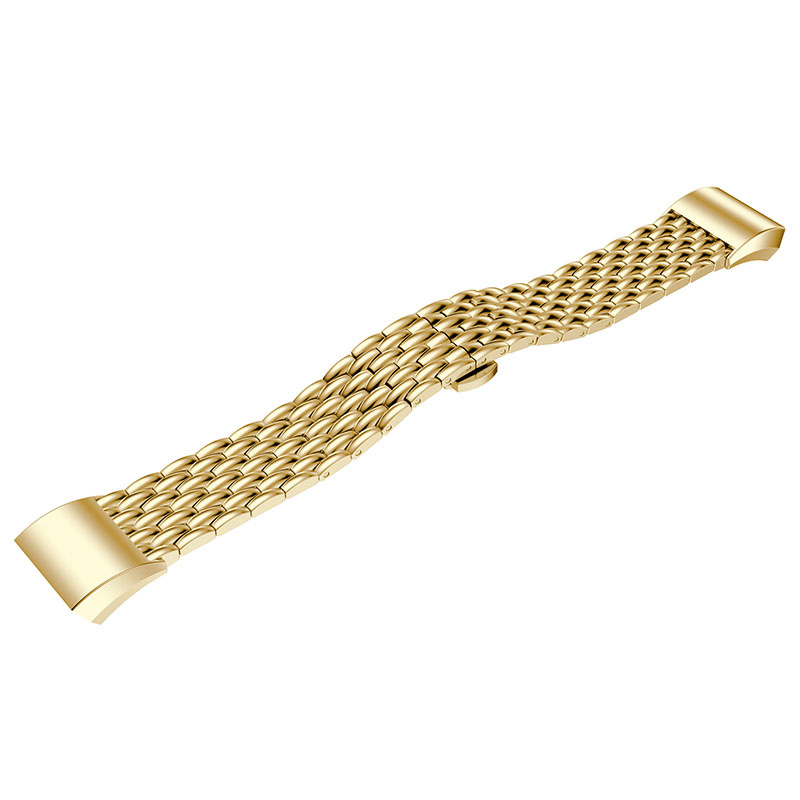 Cinturino a maglie in acciaio con drago per Fitbit Charge 2 - oro