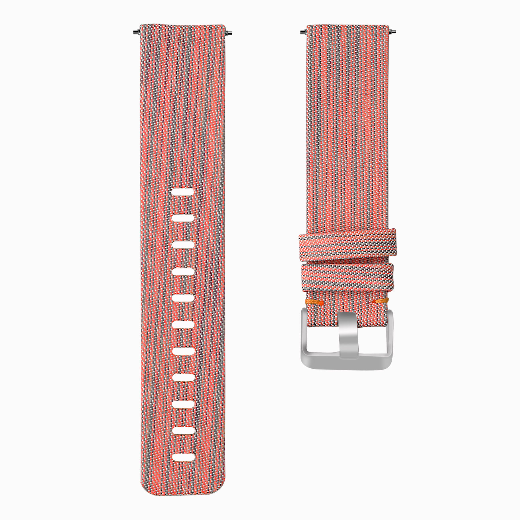 Cinturino con fibbia in nylon per Fitbit Versa - a righe arancioni