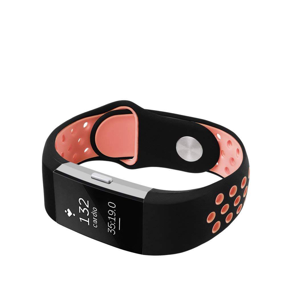Cinturino doppio sport per Fitbit Charge 2 - nero rosa