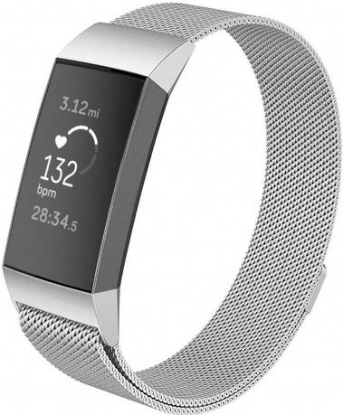 Cinturino loop in maglia milanese per Fitbit Charge 3 & 4 - argento