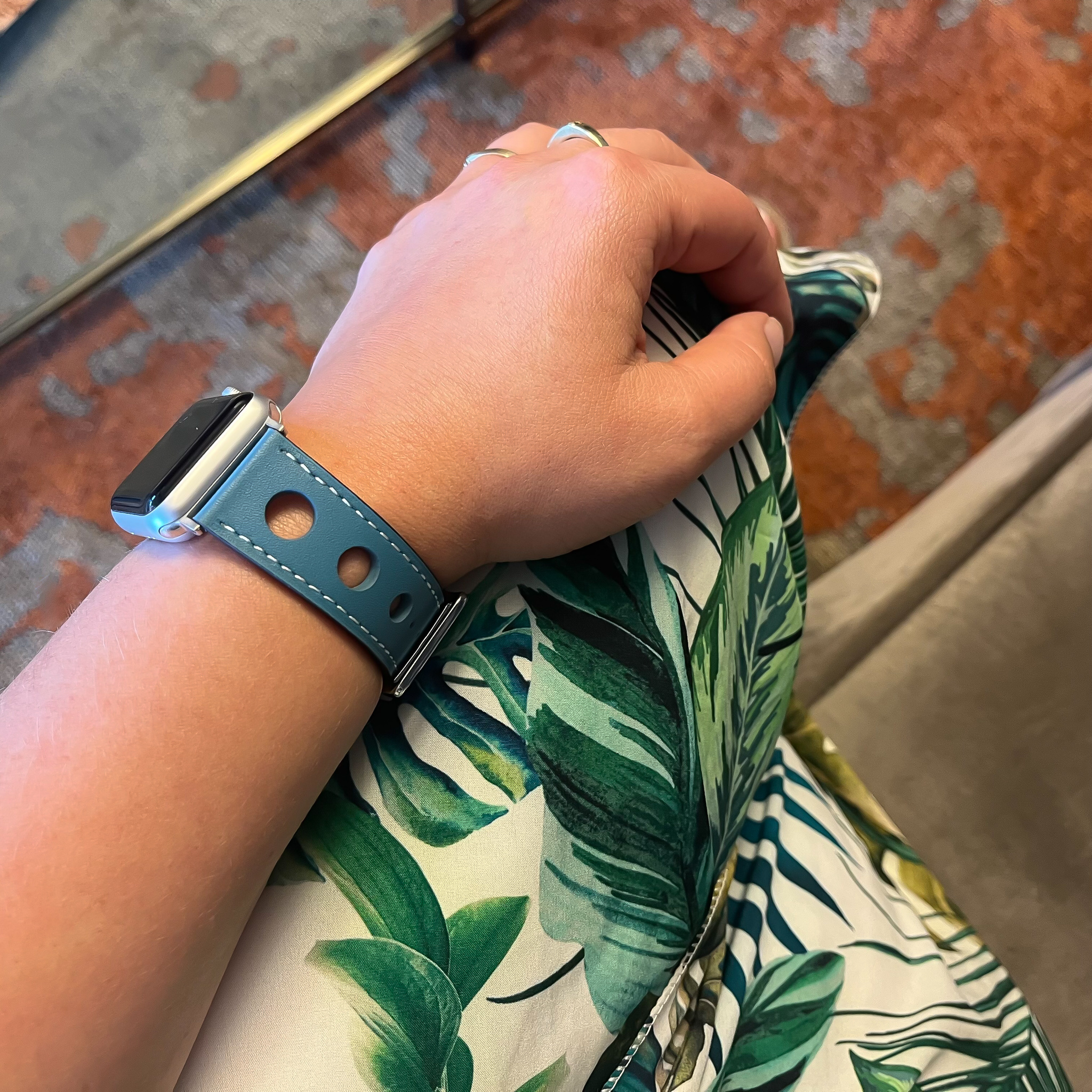 Cinturino hermes in pelle per Apple Watch - azzurro