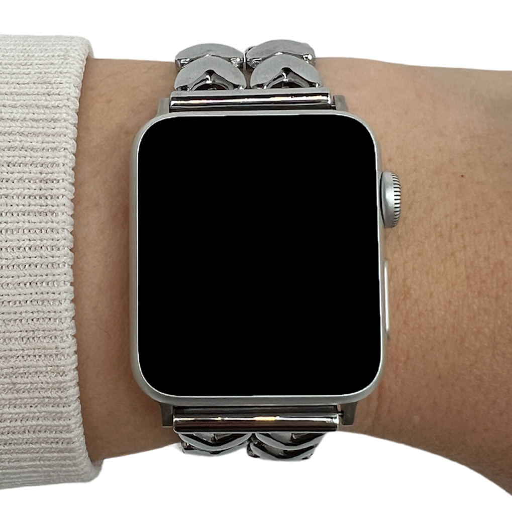 Cinturino a maglie in acciaio a forma di cuore per Apple Watch - argento