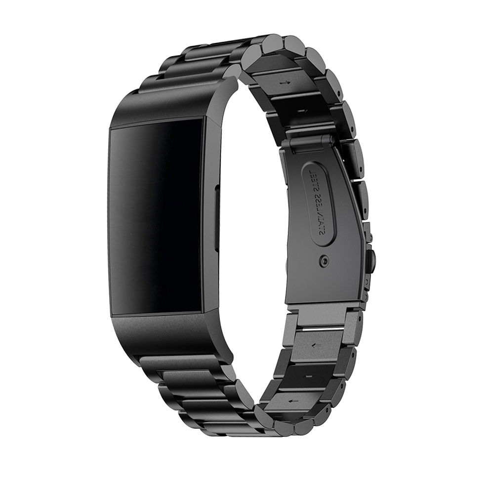 Cinturino a maglie in acciaio con perline per Fitbit Charge 3 & 4 - nero