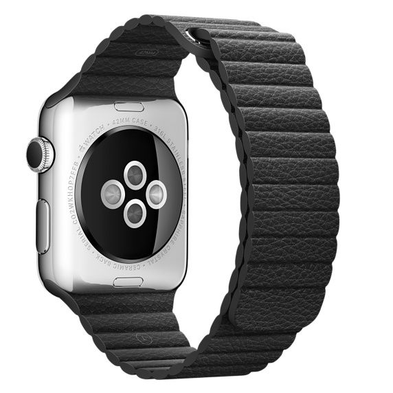 Cinturino a costine in pelle per Apple Watch - nero