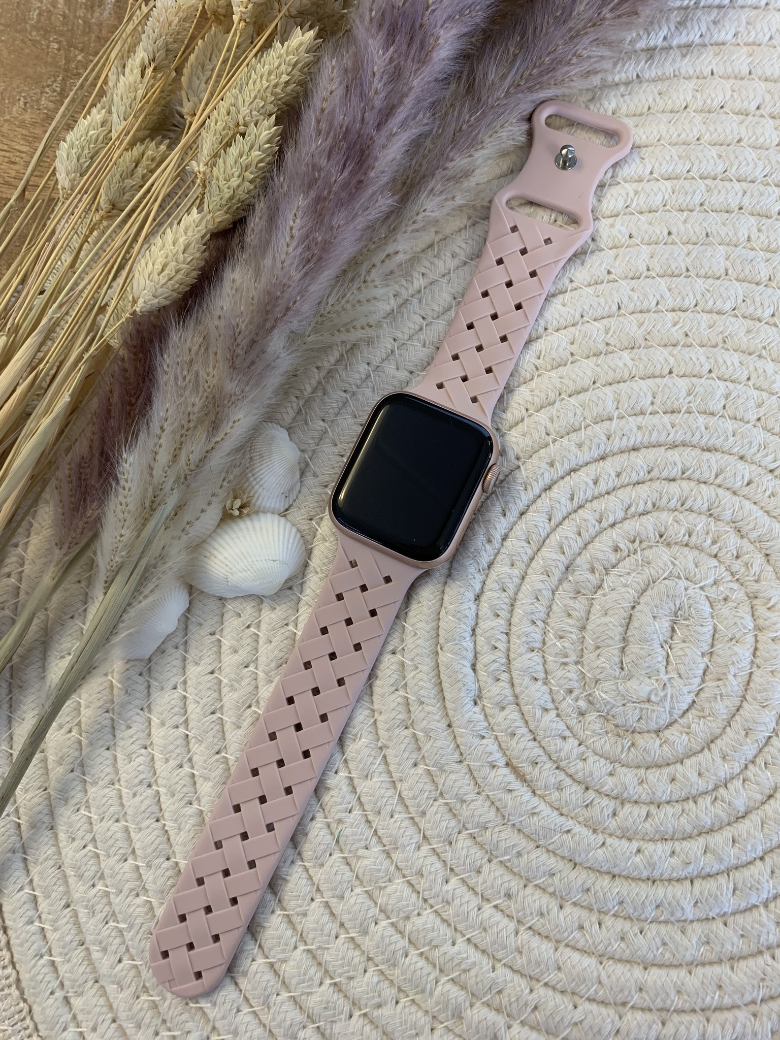 Cinturino sport intrecciato per Apple Watch - sabbia rosa