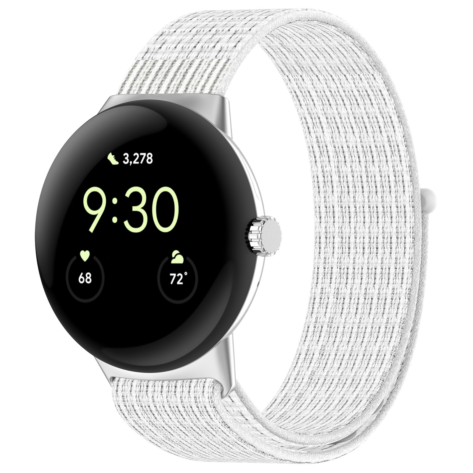 Cinturino nylon sport loop per Google Pixel Watch - bianco