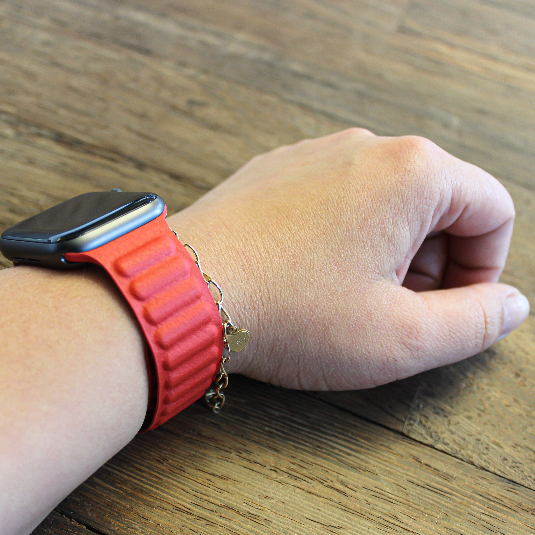 Cinturino singolo in pelle per Apple Watch - rosso