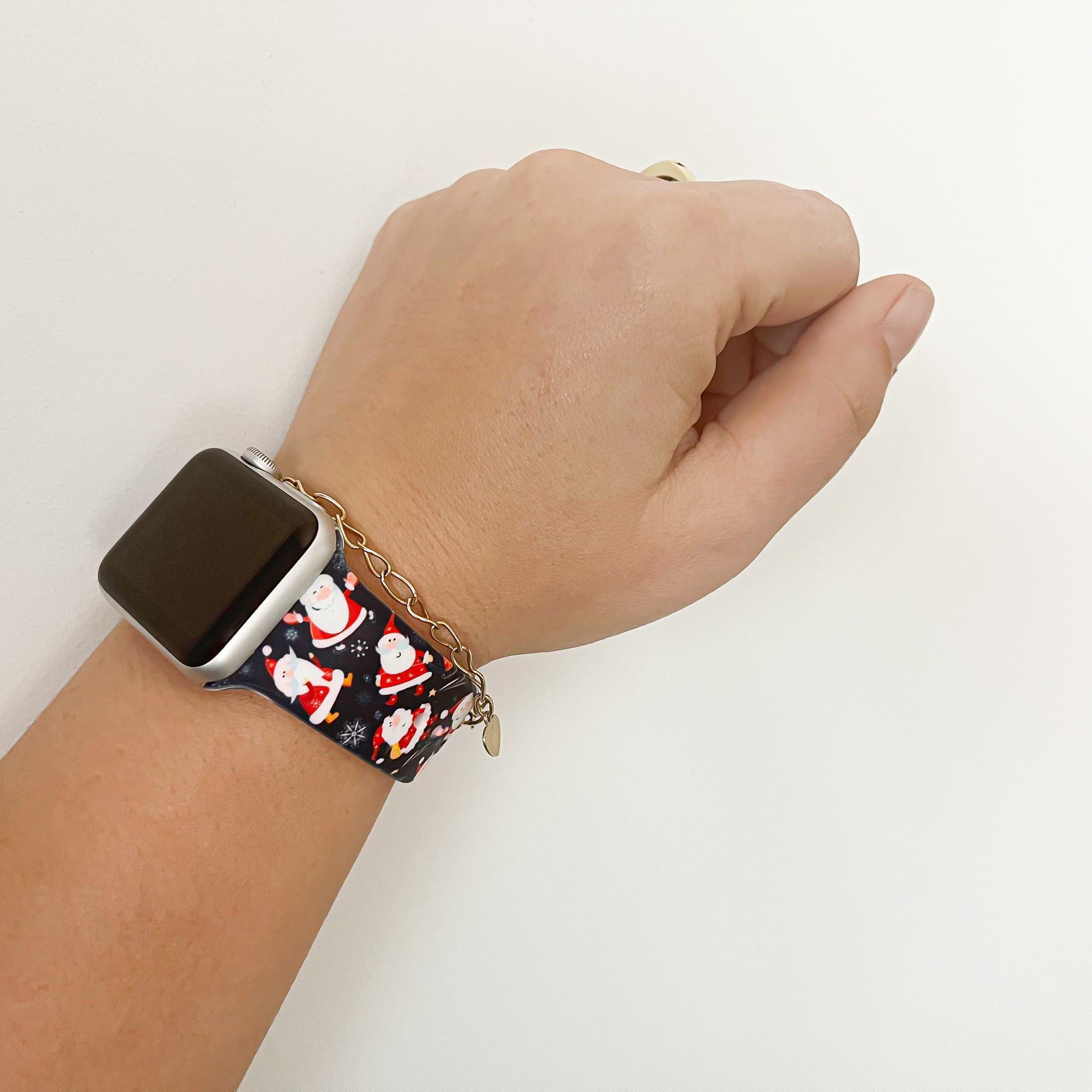 Cinturino sport con stampa per Apple Watch - Babbo Natale blu scuro