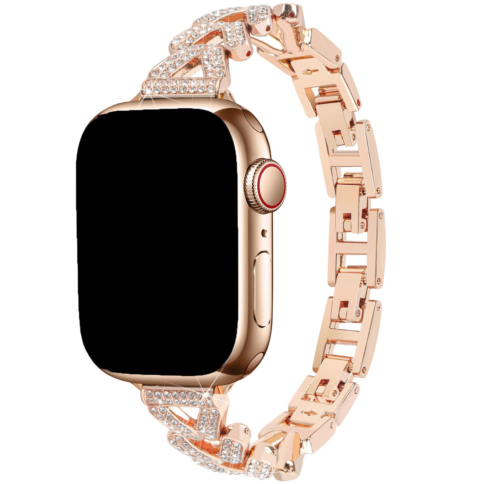Cinturino a maglie in acciaio a forma di cuore per Apple Watch - Demi oro rosa