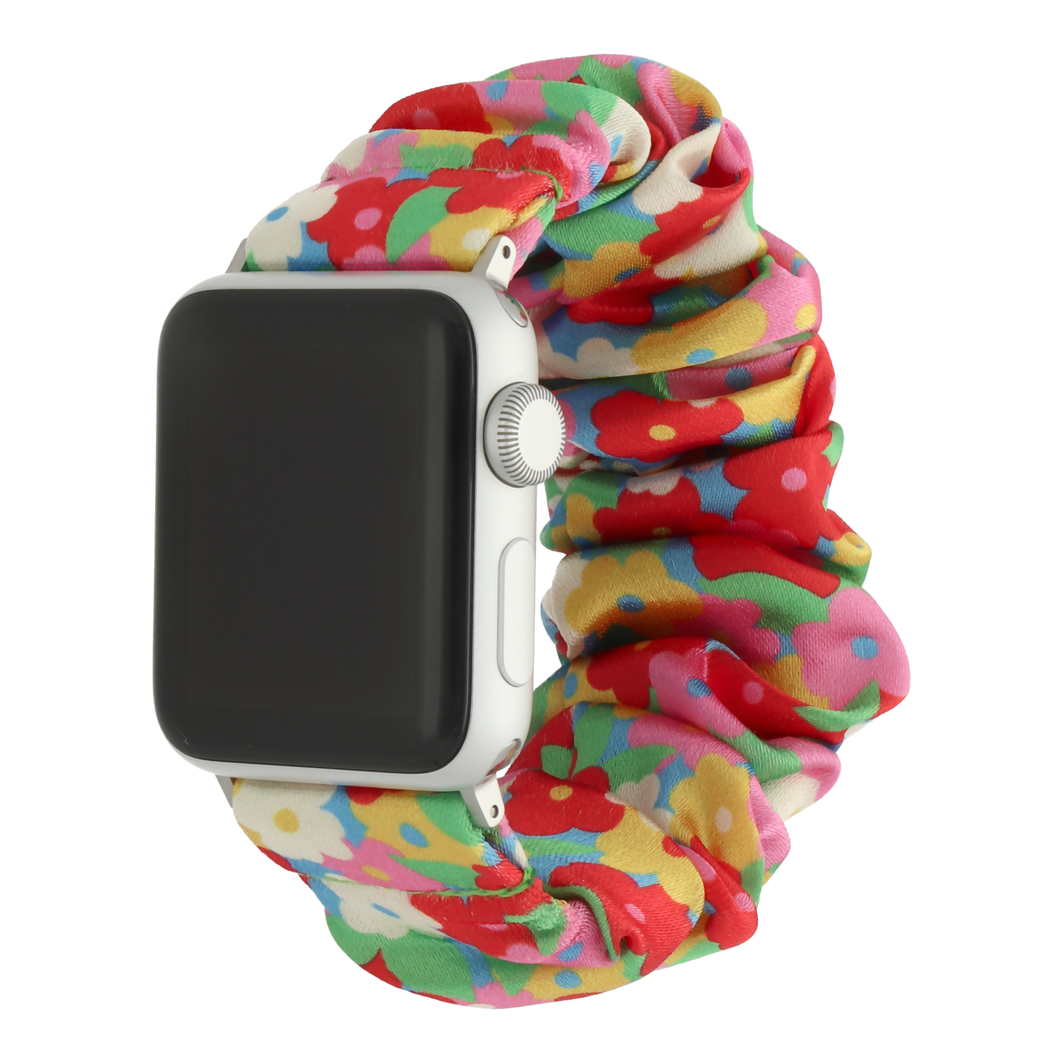 Cinturino elastico in nylon Scrunchie per Apple Watch - Fiori arcobaleno