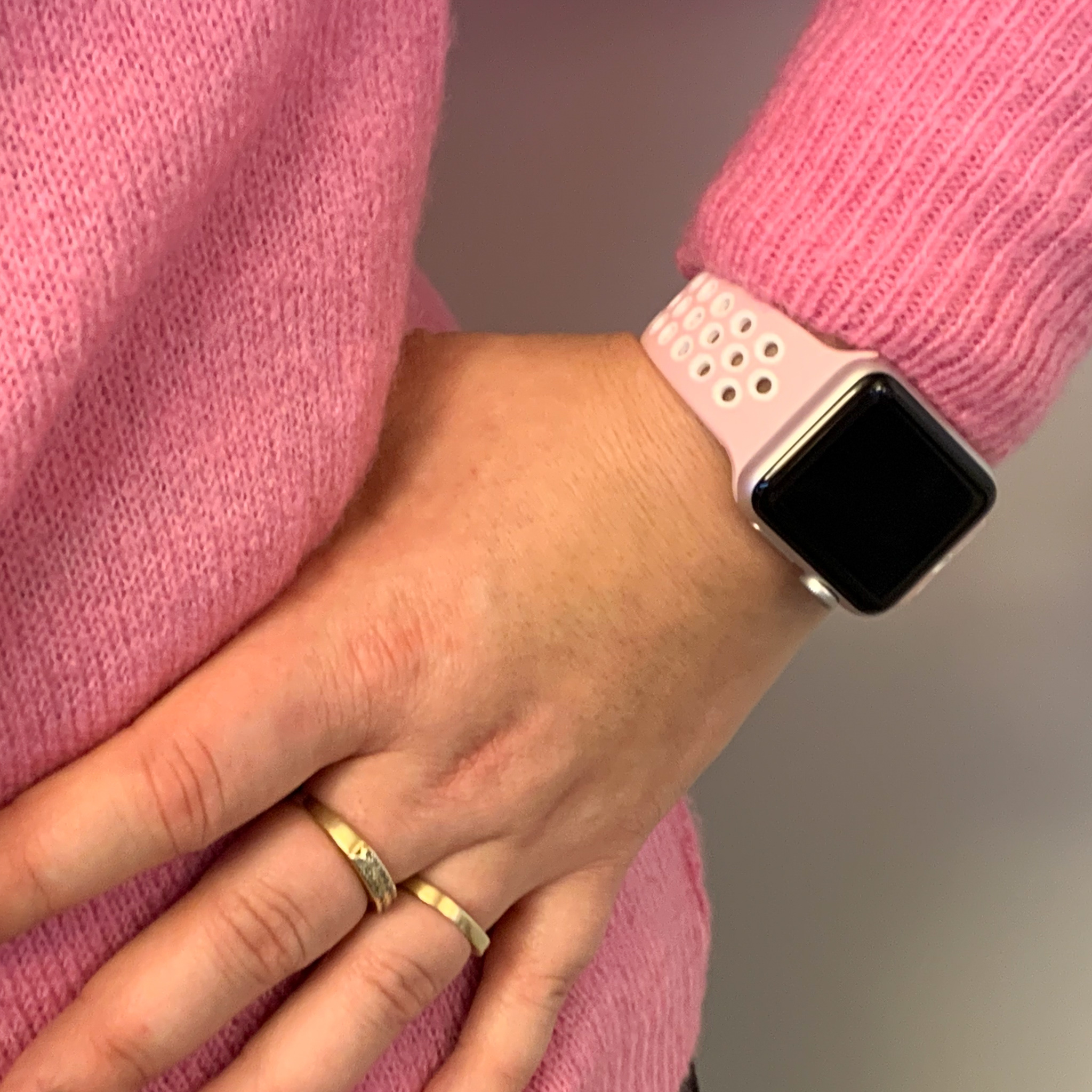 Cinturino doppio sport per Apple Watch - rosa chiaro bianco