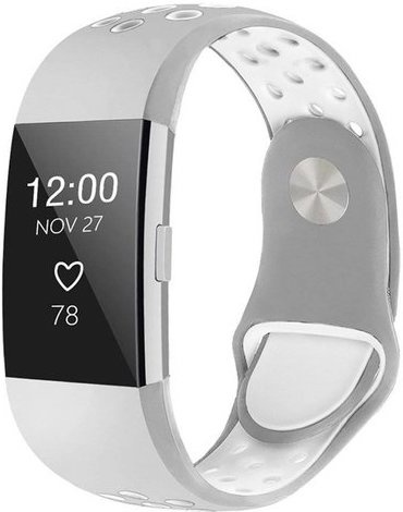 Cinturino doppio sport per Fitbit Charge 2 - grigio bianco