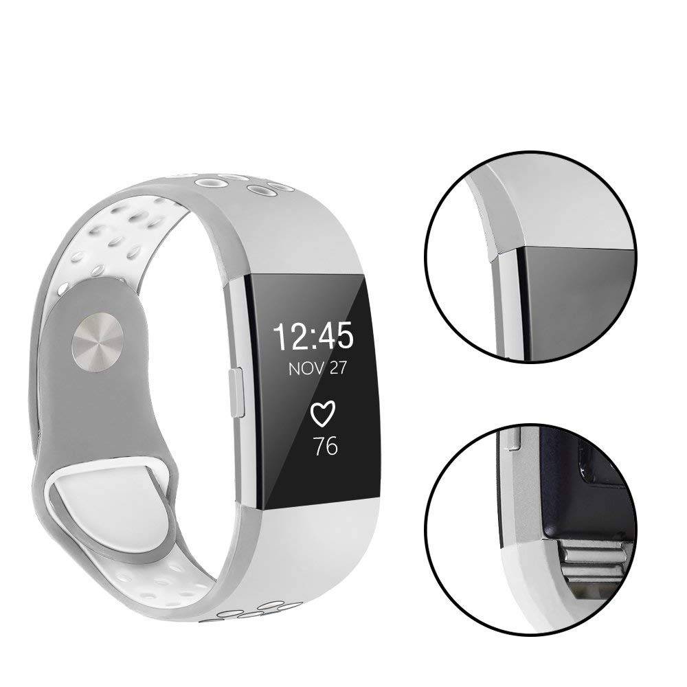 Cinturino doppio sport per Fitbit Charge 2 - grigio bianco