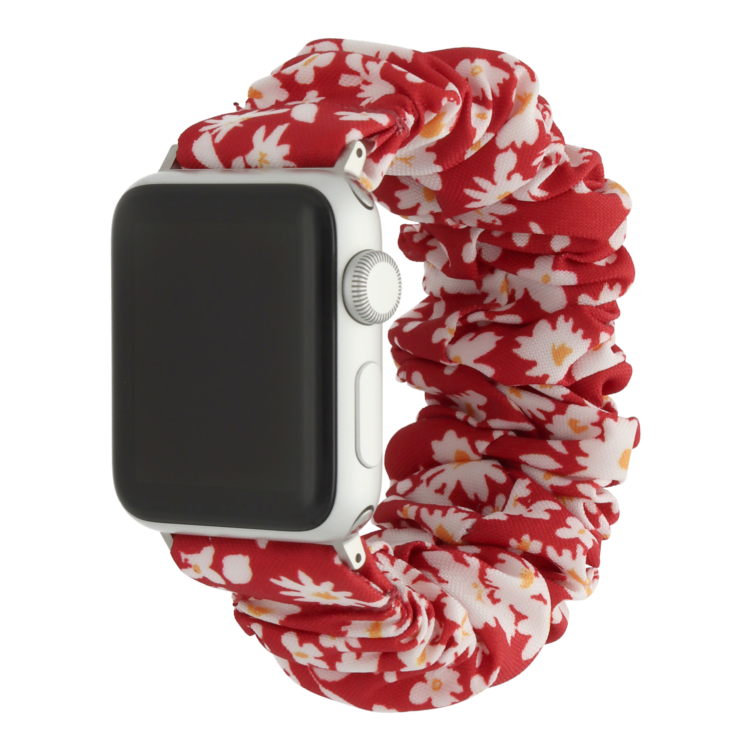 Cinturino elastico in nylon Scrunchie per Apple Watch - Fiori rossi