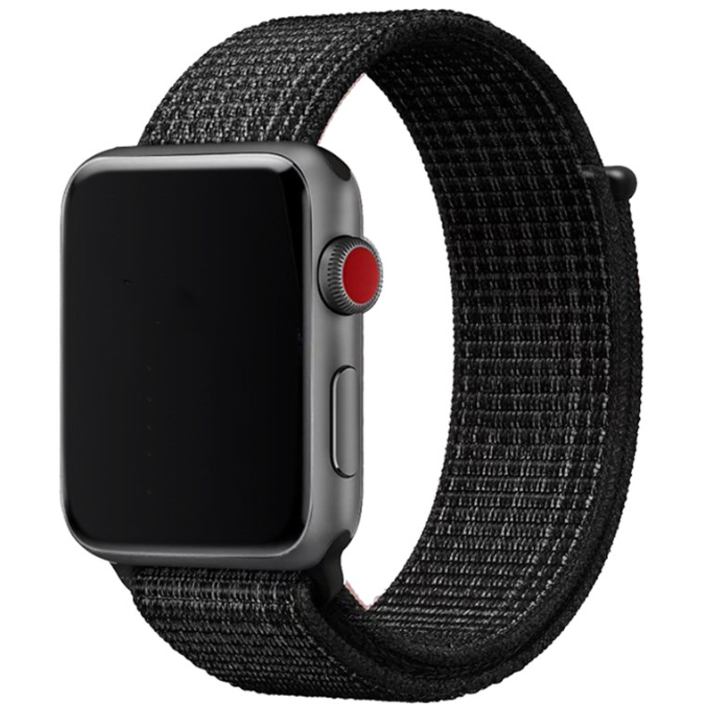 Cinturino nylon sport loop per Apple Watch - nero riflettente
