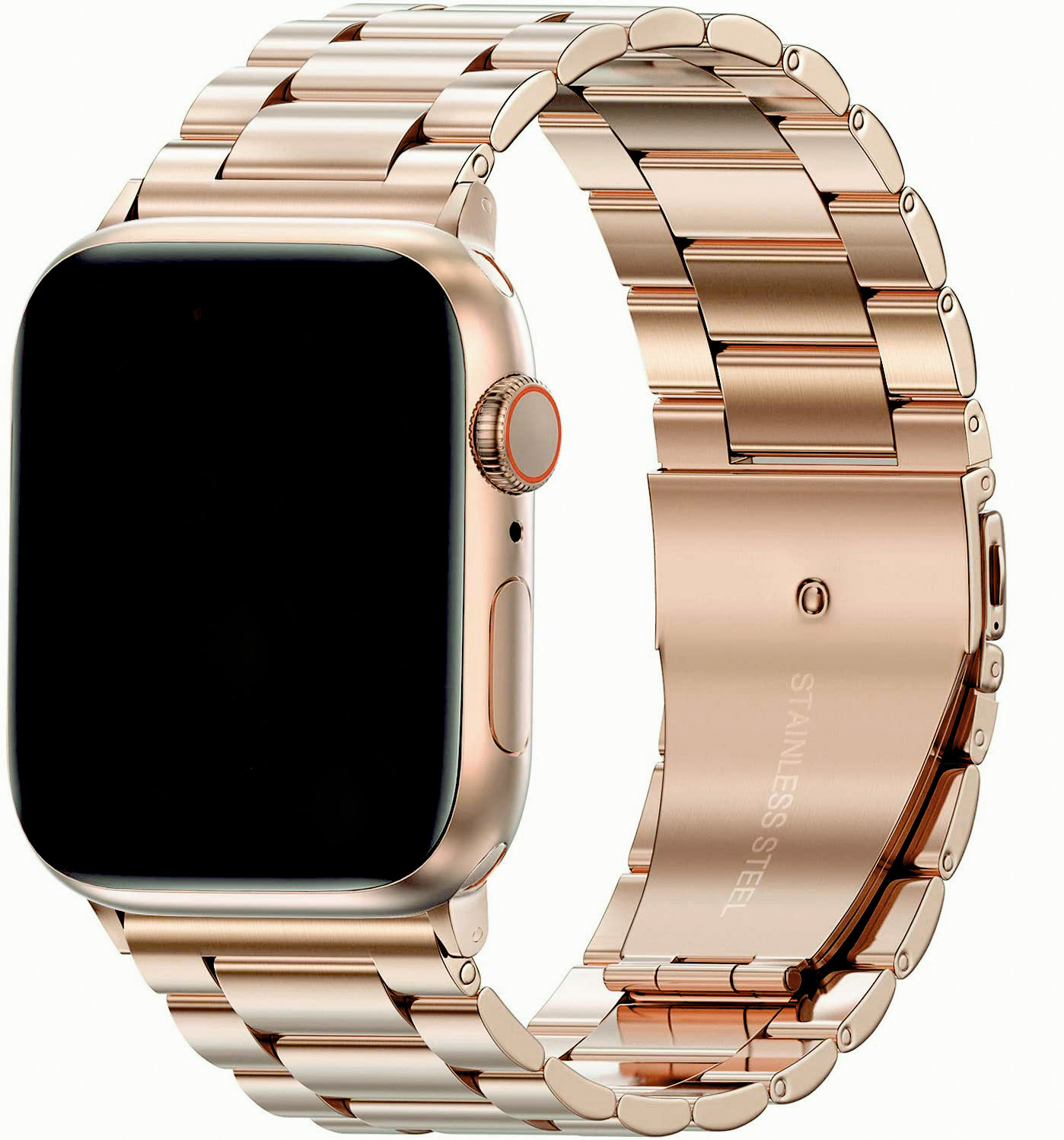 Cinturino a maglie in acciaio con perline per Apple Watch - oro rosa