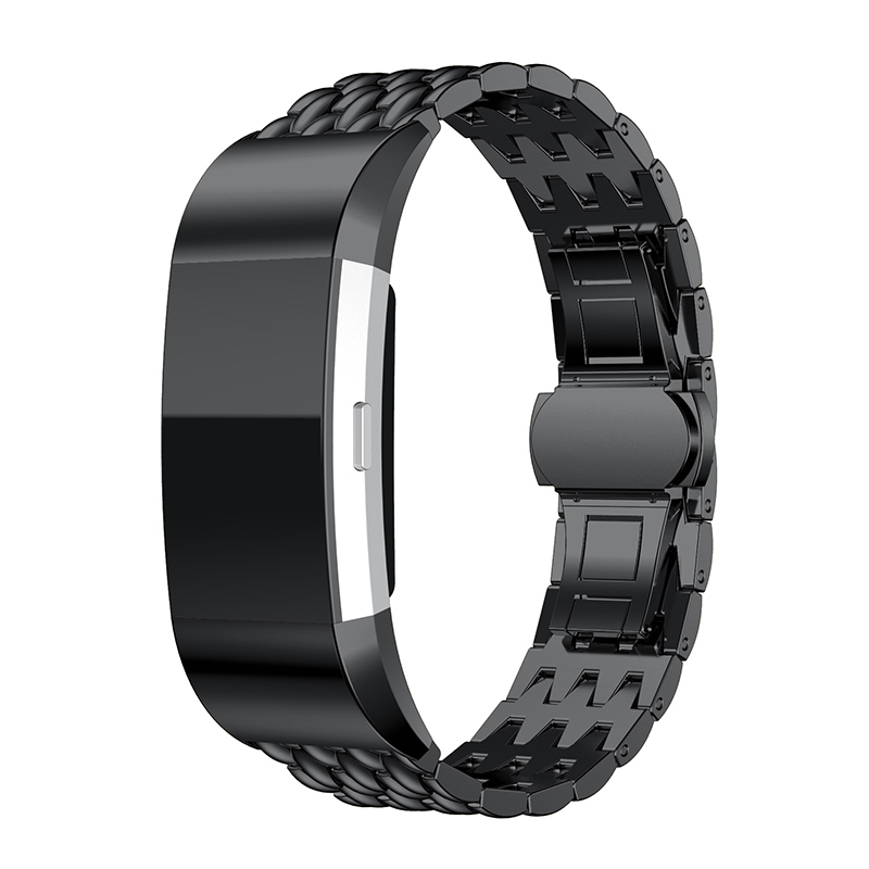 Cinturino a maglie in acciaio con drago per Fitbit Charge 3 & 4 - nero