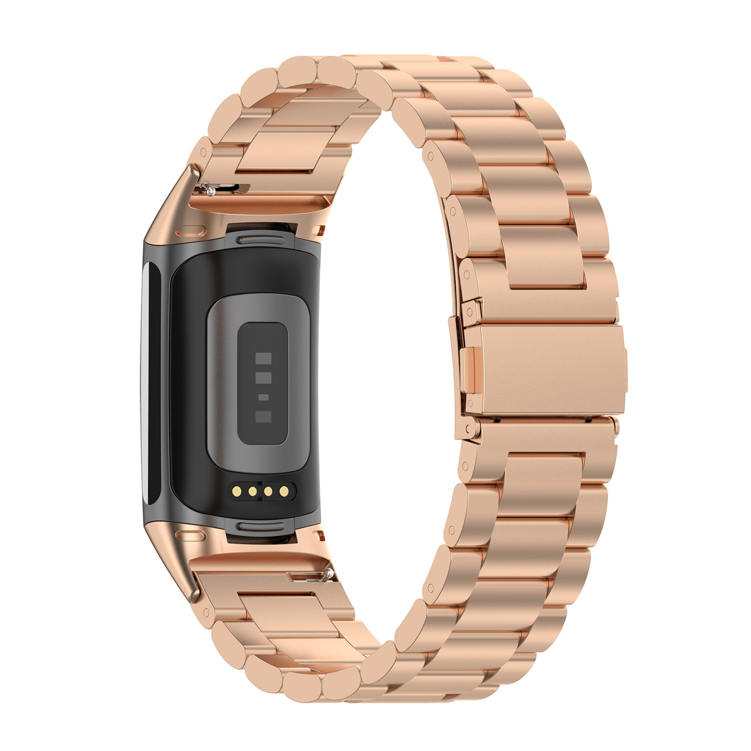 Cinturino a maglie in acciaio con perline per Fitbit Charge 5 - oro rosa