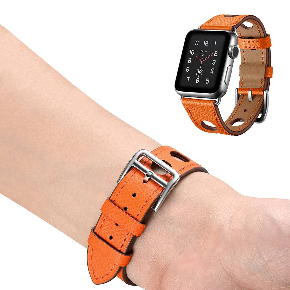 Cinturino hermes in pelle per Apple Watch - arancione