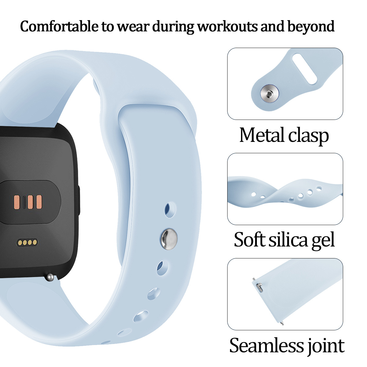 Cinturino sport in silicone per Fitbit Versa - azzurro