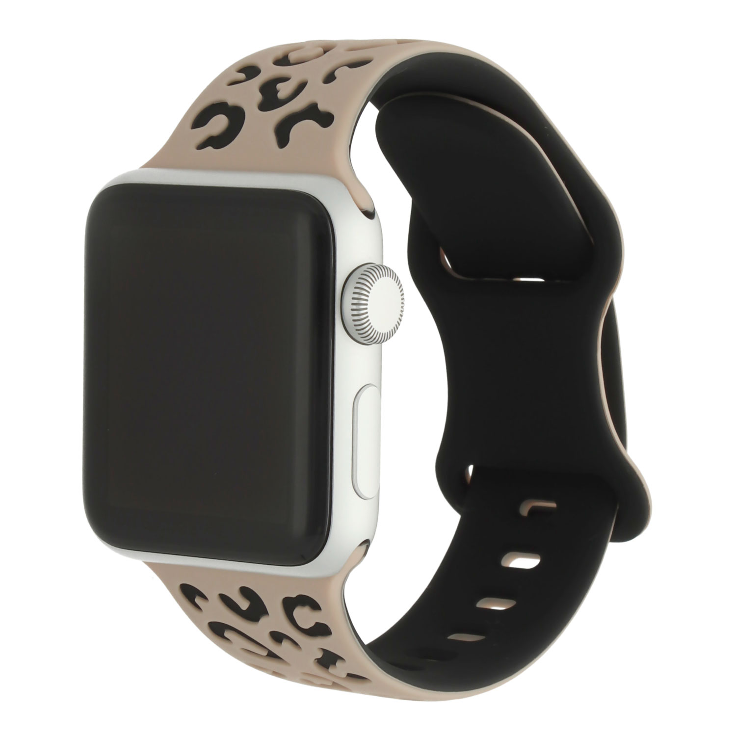 Cinturino leopardato wild in silicone per Apple Watch - Marrone chiaro Nero