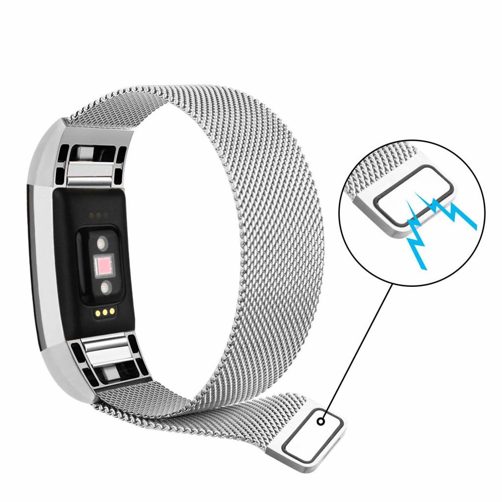 Cinturino loop in maglia milanese per Fitbit Charge 2 - argento