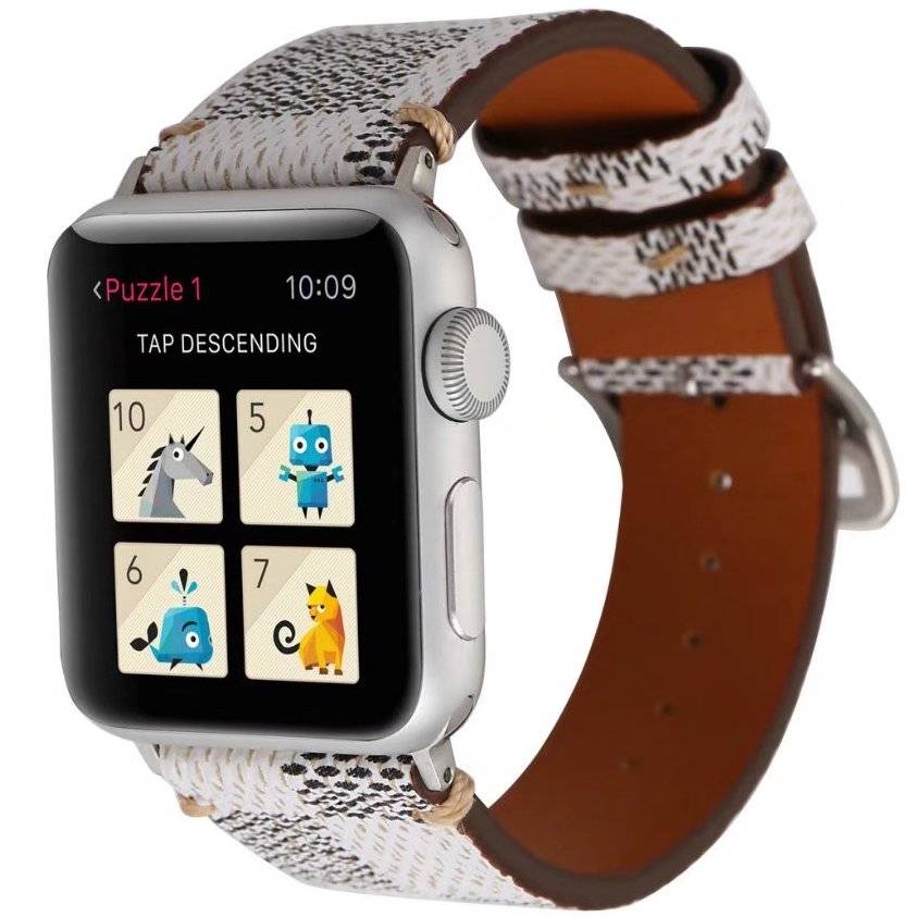 Cinturino a griglia in pelle per Apple Watch - bianco