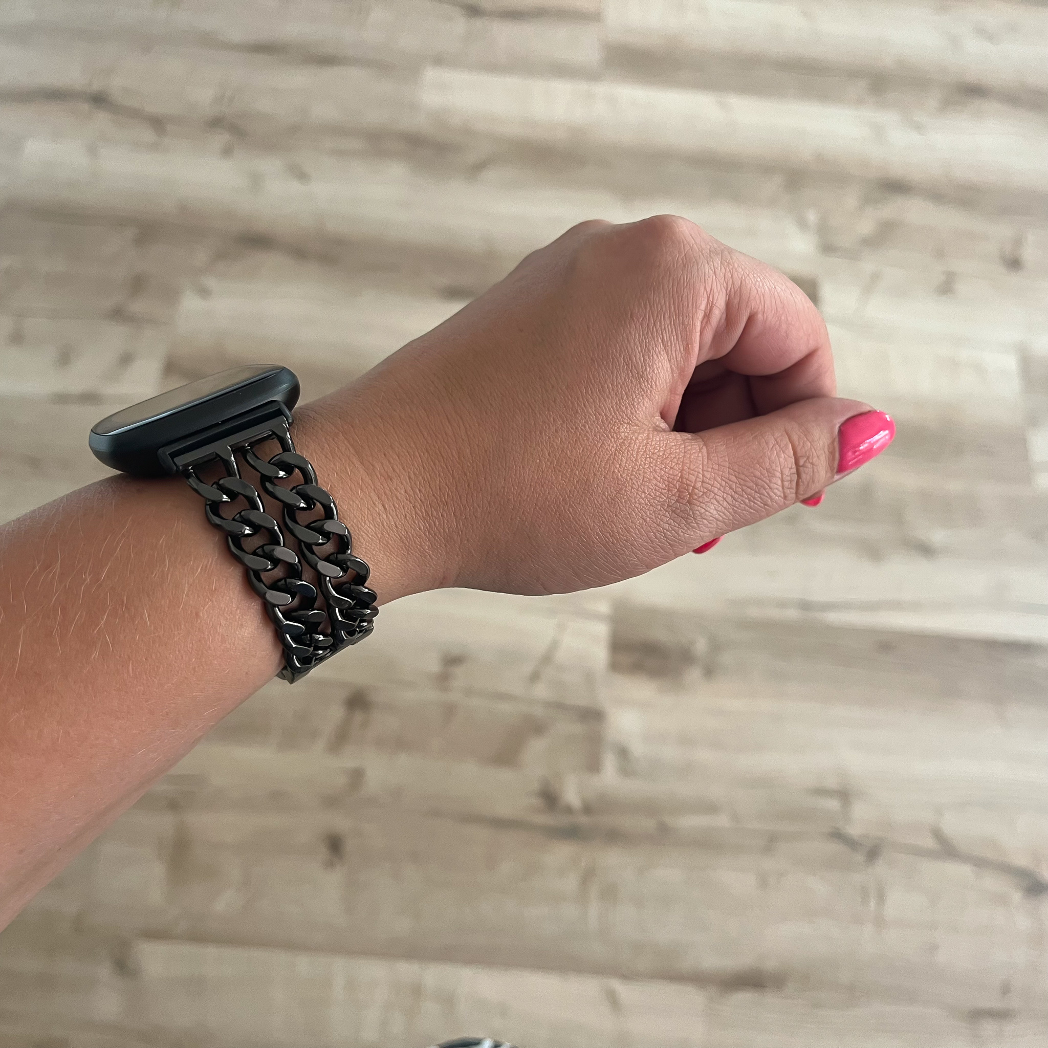 Cinturino a maglie in acciaio con cowboy per Fitbit Versa 3 / Sense - nero